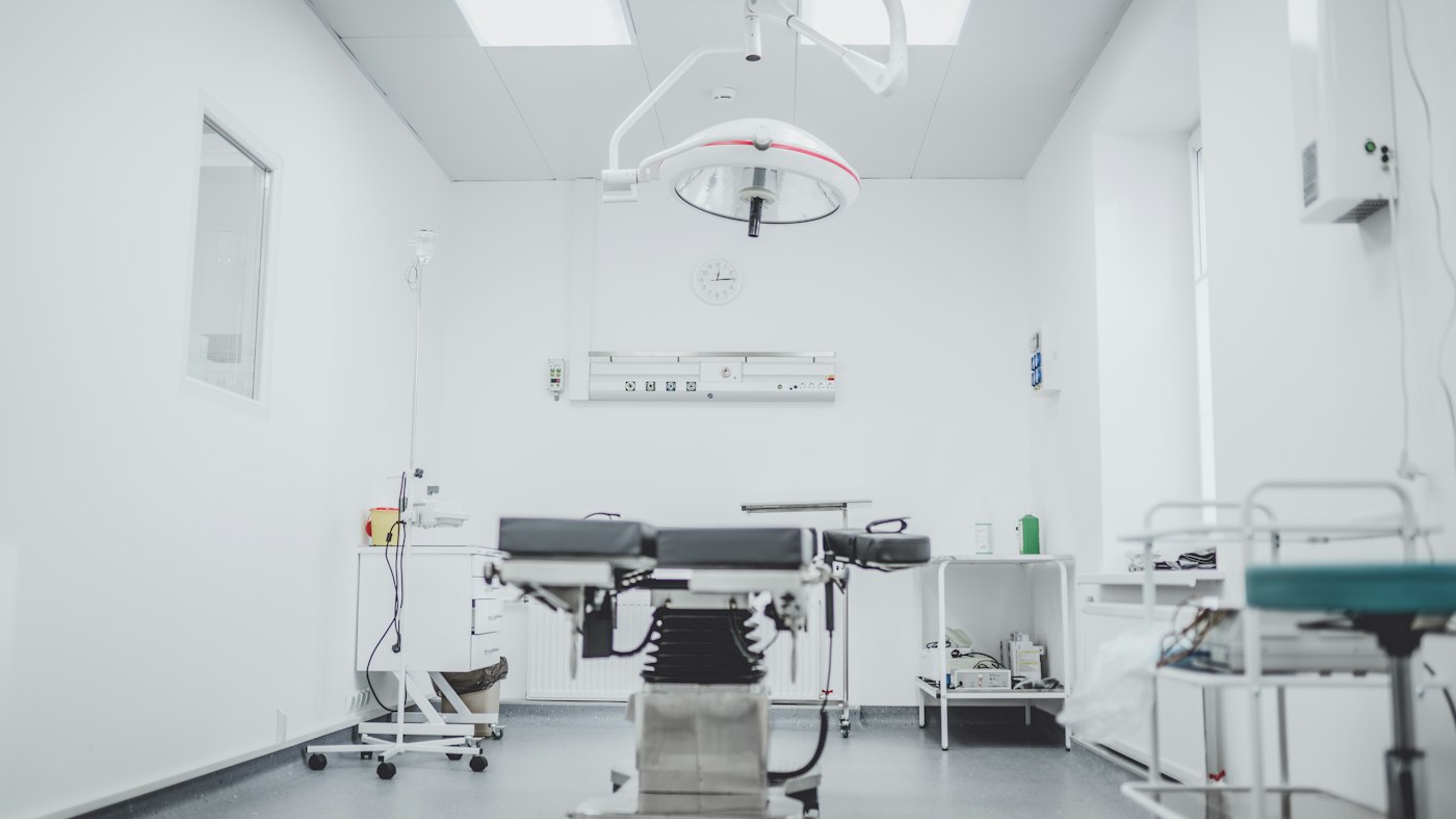 A bright, prepared procedure room